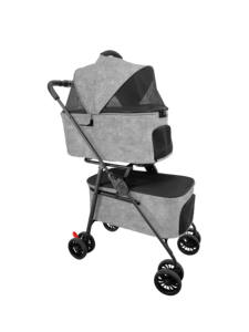 Seyahat dostu 4-Wheel çevre dostu kamuflaj Pet arabası rahat uygun katlanabilir köpek arabası sepeti taşıyıcı fermuar - Product Image 2