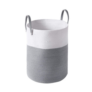 Factory Hot Sale Hand Woven Cotton Rope Baby Tote <b>Basket</b> Organizing Home Decoration - Product Image 2