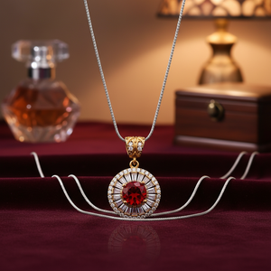 Grenat de forme ronde avec Baguette en pierre de Zircon, breloque authentique pour femme, bijoux turcs faits à la main, vente en gros, bijoux en argent 925 - Product Image 3