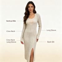 Athena Maxi – Robe pull longue en maille côtelée bleue pour femme, personnalisable OEM & ODM, haute qualité, vente en gros