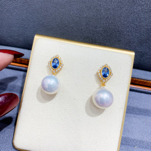 Accessoires en argent S925 pour perles DIY, perles de 9 à 15 mm, pierres précieuses, support vide, 22077, boucles d'oreilles pendantes tendance avec clous d'oreille, bijoux - Product Image 3