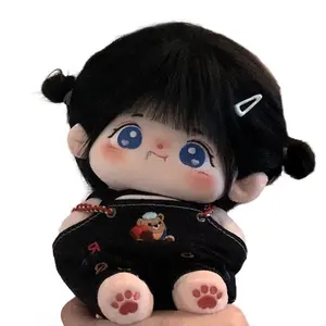 Lovely 20cm plush customizable cotton dolls with wigs,clothes and shoes, as a gift for children
