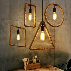 Retro cuerda de cáñamo, luz colgante E27 Loft decorativa rústica lámpara de - Product Image 6
