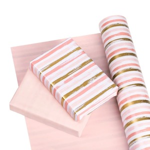 Papier cadeau personnalisé rose doré à rayures, papier d'art 100 g/m² couché simple face, recyclable, écologique, impression numérique - Product Image 6