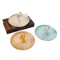 Plateau doré gravé de style vintage européen, sous-verre pour tasses à café et thé, assiette de style cour, ornements de vaisselle, assiette à dessert, vente en gros