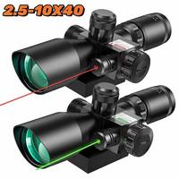 Lunette de chasse longue portée 2,5-10x40 avec éclairage rouge/vert et combo laser - Étanche et durable