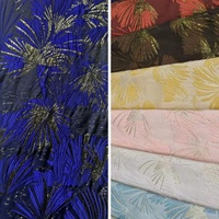 Kain Brokat Jacquard Bunga Metalik 207gsm 100% Poliester Dua Sisi, Desain Khusus untuk Gaun Pernikahan