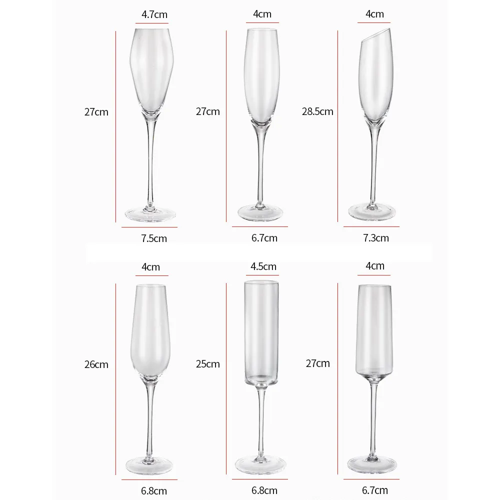 Маленькие гигантские очень большие прозрачные стеклянные флейты для шампанского для свадьбы, 6 унций, 9 унций, 12 унций, 200 бокалы для бокалов