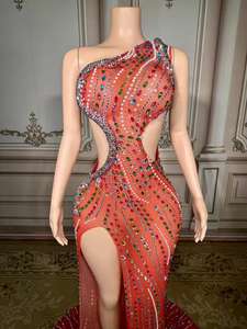 فستان سهرة أنيق طويل من ZD بتصميم ضيق مزين بالكريستال والأحجار الكريمة مع تطريز يدوي فاخر للسيدات - Product Image 5