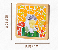Kit de bricolage pour sous-verres en mosaïque de bois, idée cadeau artisanal Art Déco, mini décoration intérieure, création artisanale inspirée des peintures mondialement connues