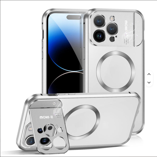 Customized Metal Aluminum Alloy Frame Magnetic Phone Case Lens Holder Aromatherapy Back Cover for iPhone 15 14 ProMax 13 15 Pro