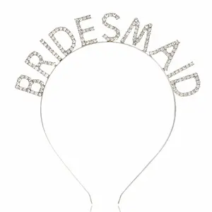 Bride To Be Bridesmaid Rhinestone Headband Rose Gold Alloy Letter Tiara Headbands for Bridal Shower Wedding Party Decor