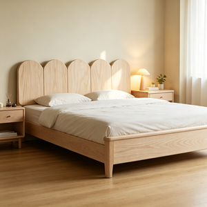 Minimalist Birch Wood Queen Bed <b>Frame</b> with Plywood Panel Design and Storage Drawers - Product Image 4