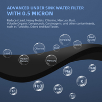 Système de filtration d'eau sous évier NSF/ANSI 42, capacité élevée de 22 000 gallons, système de filtration d'eau sous comptoir à connexion directe