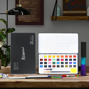 Ensemble de peinture à l'eau solide de haute qualité Giorgione, 24 couleurs, peinture à l'eau en gâteau <span class=keywords><strong>avec</strong></span> cadeaux gratuits, emballage en boîte en fer, marqueurs d'art - Product Image 4