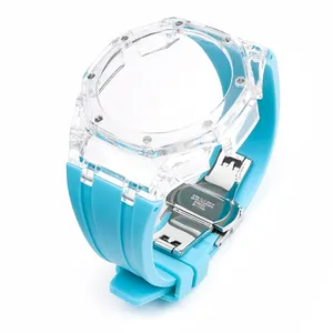 Mod Kit G SHOCK casio Transparent Case Replacement G Shock Mod Kit Watch Clear Cases Rubber Watch Band Strap for Casio GA-2100