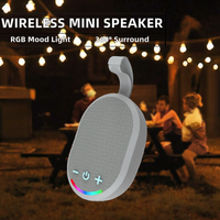 Speaker Mini 5W Pencahayaan RGB Suara Surround 360 Derajat Slot Kartu TWS Audio Hi-Fi untuk Luar Ruangan, Rumah, Meja