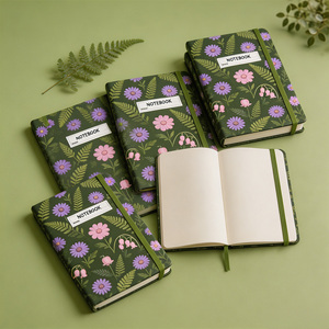 Carnet à couverture rigide vert floral personnalisé A5, journal <span class=keywords><strong>botanique</strong></span> avec bande élastique pour cadeaux - Product Image 3