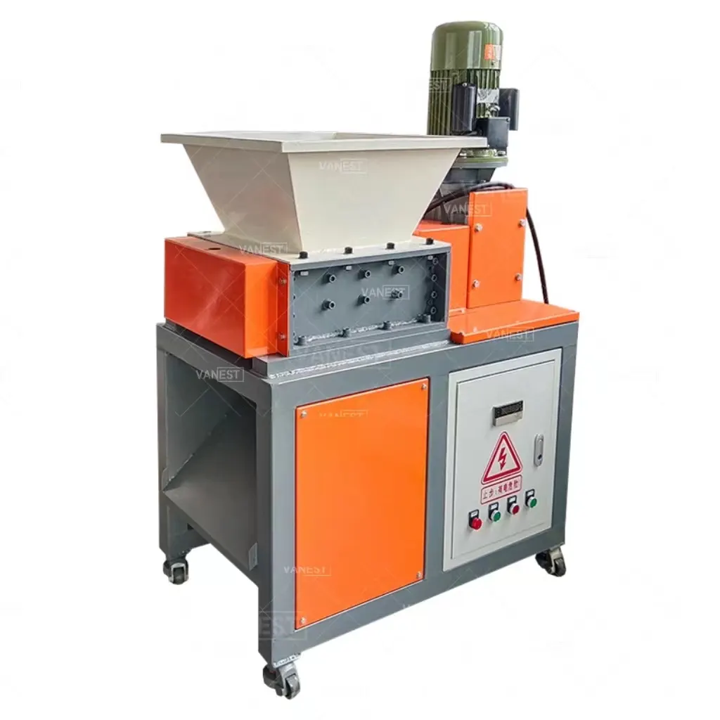 VANEST new arrival Cloths Fabric waste small scrap crusher solid waste plastic bottle two shaft mini shredder machine