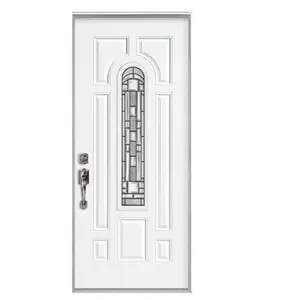 Naples Entry Door - 7-Panels with Middle Arch Lite - Primed 24 Gauge Steel - 32-in W x 80-in H