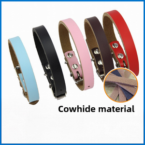 <span class=keywords><strong>Collar</strong></span> de lujo moderno para perro, patrón sólido, cuero de vaca grueso con decoración de cinta directa de fábrica, para perros grandes y gatos - Product Image 2