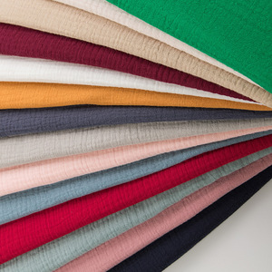 Nhà máy trực tiếp 100% cotton hữu cơ nhăn vải Muslin gạc đôi cho bé trai và bé gái dệt chất liệu váy - Product Image 1