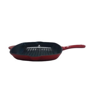 Poêle à griller en <span class=keywords><strong>fonte</strong></span> <span class=keywords><strong>émaillée</strong></span> de 27 cm, poêle à frire pour steak, wok à viande rayé, adapté à divers types de cuisinières - Product Image 5