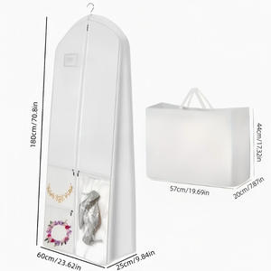 Housse de protection épaisse pour robe de mariée en tissu non tissé, sac de rangement pour robe bustier, anti-poussière et anti-humidité avec poignées - Product Image 5