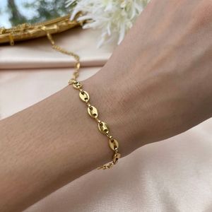 رخيص بسعر الجملة سلسلة حبوب قهوة عتيقة 4 أو 18 قيراط قلادة نسائية مطلية بالذهب غير متلاشية سلسلة أنف خنزير مشهورة - Product Image 6