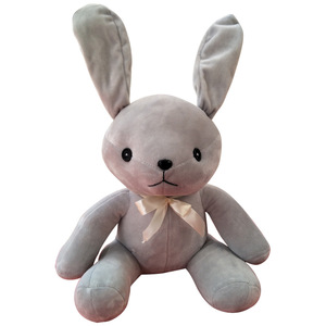 Sora Girl Plush Rabbit Doll Light Gray Dark Gray Easter Stuffed Animal Toy 2 To 4 Years - Product Image 1