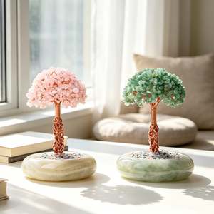 Healing Crystal <b>Tree</b> Wholesale Hand Wrapped Natural Precious Stones with Round Jade Bowl for Feng Shui - Product Image 6