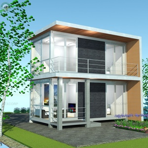 บ้านคอนเทนเนอร์หรู 2 ชั้นยอดนิยมสำหรับอยู่อาศัย บ้านคอนเทนเนอร์แบบลอฟท์พร้อมเฟอร์นิเจอร์ครบครันและบันได - Product Image 1