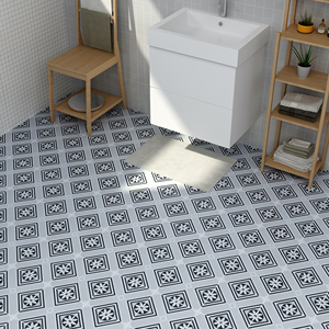 Azulejos de Porcelana Pequeños para Arte, Azulejos para Paredes y Pisos de Hoteles, Antideslizantes, 200x200, Estilo Nórdico, Negro y Blanco, Mate, Geométricos, de Cerámica - Product Image 5