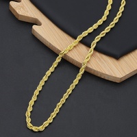 Collier torsadé en laiton plaqué or 24 carats en gros pour hommes/femmes, chaîne en corde avec perles, bijoux tendance pour cadeau