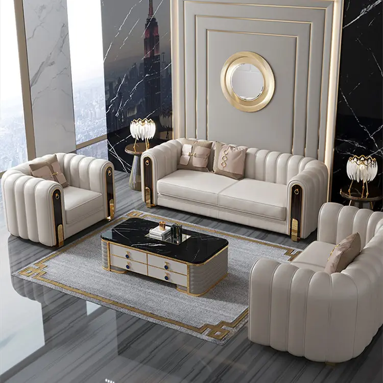 Sofá moderno italiano, sofá de luxo moderno para sala de estar, móveis americanos, sala de estar, sofá de couro