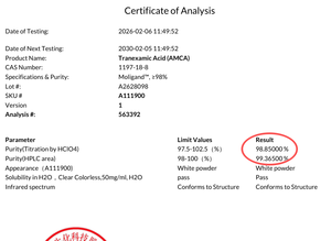 Ácido Tranexámico 1197-18-8, 98% de Pureza, Polvo Blanco para Investigación Científica, Materiales Intermedios de Síntesis por Laibotech - Product Image 6