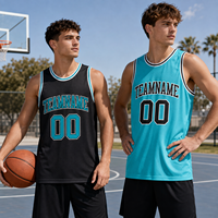 Jersey Basket Custom Print Bolak-Balik Seragam Tim Sublimasi Penuh Pakaian Olahraga Bernapas untuk Klub Liga Olahraga