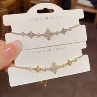 Bracelet Trèfle Plaqué Or 14K de Luxe Resoul pour Femme, Bracelet Délicat avec Breloque Fleur en Zircon Cubique, Bijou Tendance Anti-ternissement
