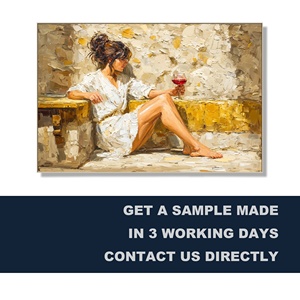 <span class=keywords><strong>Peinture</strong></span> à l'huile personnalisée moderne <span class=keywords><strong>abstraite</strong></span> de femmes buvant du vin <span class=keywords><strong>rouge</strong></span>, peinte à la main, pour projets d'art mural - Product Image 1