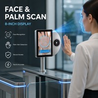 Máquina de Control de Acceso Biométrico de Aluminio de 8 Pulgadas con Reconocimiento Facial y de Palma de la Mano, Cámara Dual, IP65 Impermeable, con WiFi
