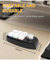 Teclado Macro RGB para Juegos, 6 Teclas + 1 Perilla de Volumen, Teclado para Juegos con Cable/Inalámbrico, Interruptor Rojo, Intercambio en Caliente, Función de Copiar y Pegar, Compatible con Windows
