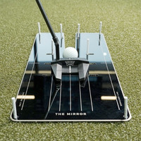 SwingPerfect Golf Miroir de putting en acier noir de 17 pouces, grand format, simple face, avec 3 ports, gravé au laser, aide à l'entraînement au putting