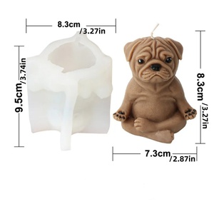 Moule à bougie en silicone en forme de chien Pug 3D pour la méditation, moule DIY pour bougie parfumée, décoration d'intérieur, résine - Product Image 3