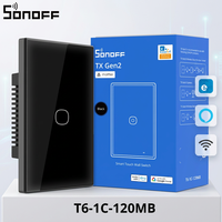 SONOFF T6 120 Interruptor de Pared Táctil Inteligente TX Gen2 Matter de 1/2/3 Gang, Negro, con Modo de Relé Desmontable, Interruptor Nocturno, Compatible con Alexa y Apple Home