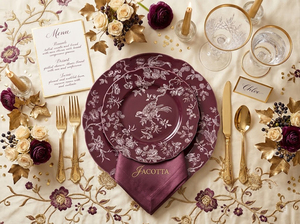 Platos de Cerámica Vintage Chic con Diseño Botánico, Vajilla de Porcelana Fina con Borde Ondulado para Bodas, Eventos, Banquetes y Catering - Product Image 2