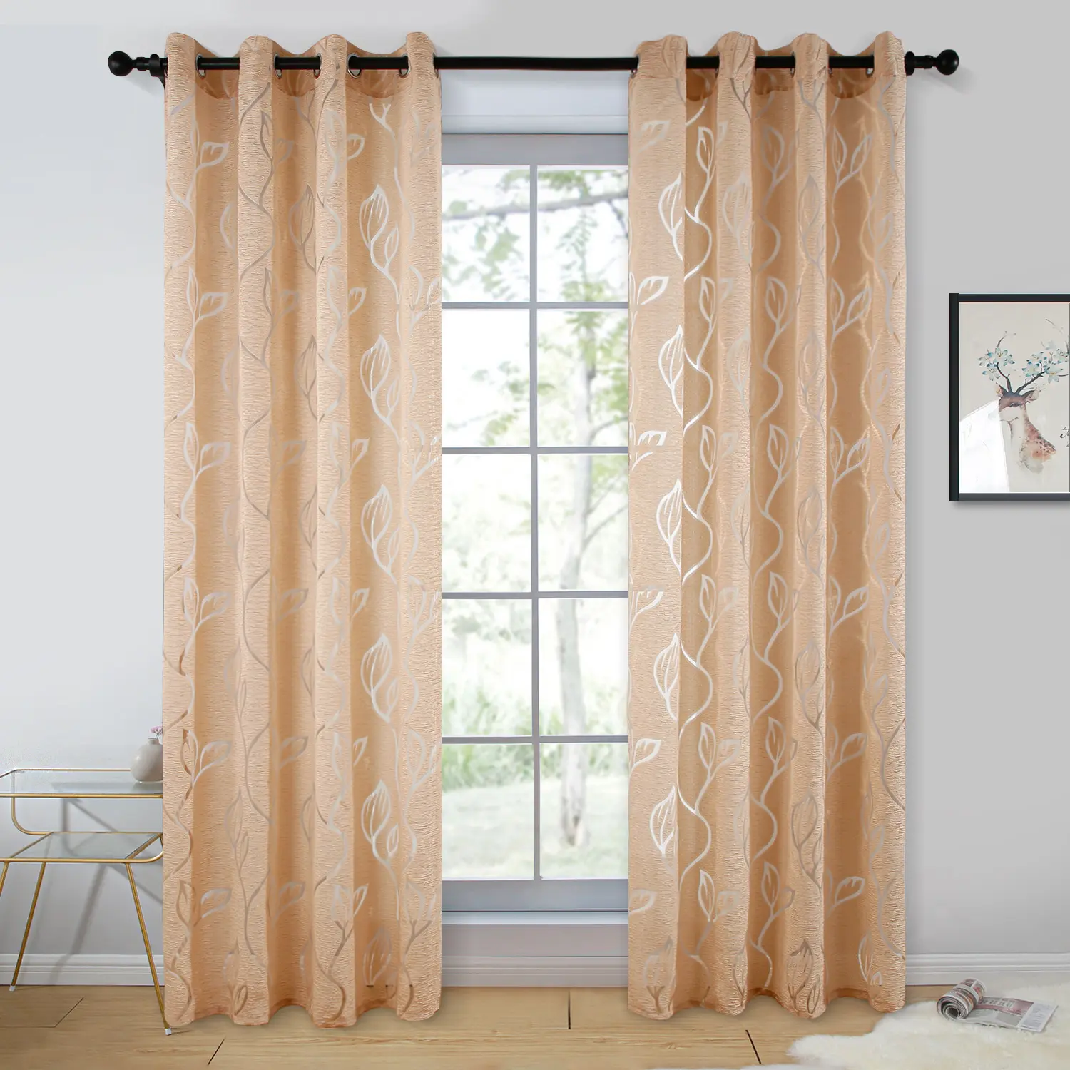 Hot Sale Morocco Style Design Simple Modern Leaves Rotten Flower Hotel Window Sheer Curtain