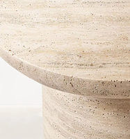 Table d'Appoint de Luxe en Marbre et Travertin, Pierre Naturelle, pour Salon et Coin Café, Meuble Décoratif Maison