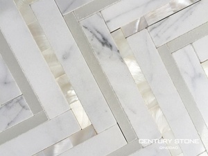Ý Calacatta Mix Mẹ Của Ngọc Trai Vỏ Trắng Xương Cá Tấm Gạch Mosaic - Product Image 5