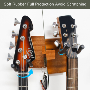 Supporto da Parete per <span class=keywords><strong>Chitarra</strong></span> e Ukulele in Legno Massello, Finitura Lucida, Espositore per Soggiorno, Formato a <span class=keywords><strong>Corda</strong></span>, Logo Personalizzabile - Product Image 4