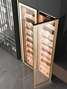 Two-door Red Home <b>Storage</b> Cabinet for Wine Cigars Adjustable Shelves Touch Screen Temperature Control Humidity Bx-735b Two-door - Product Image 2